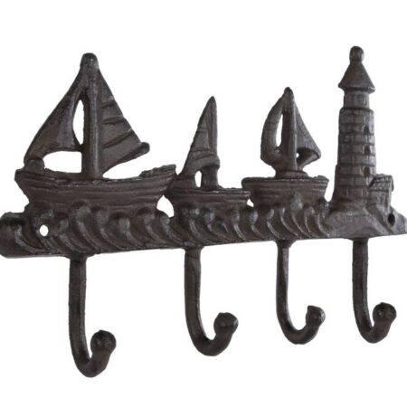 Wandhaak "Port" 4 haken oud bruin metaal 25