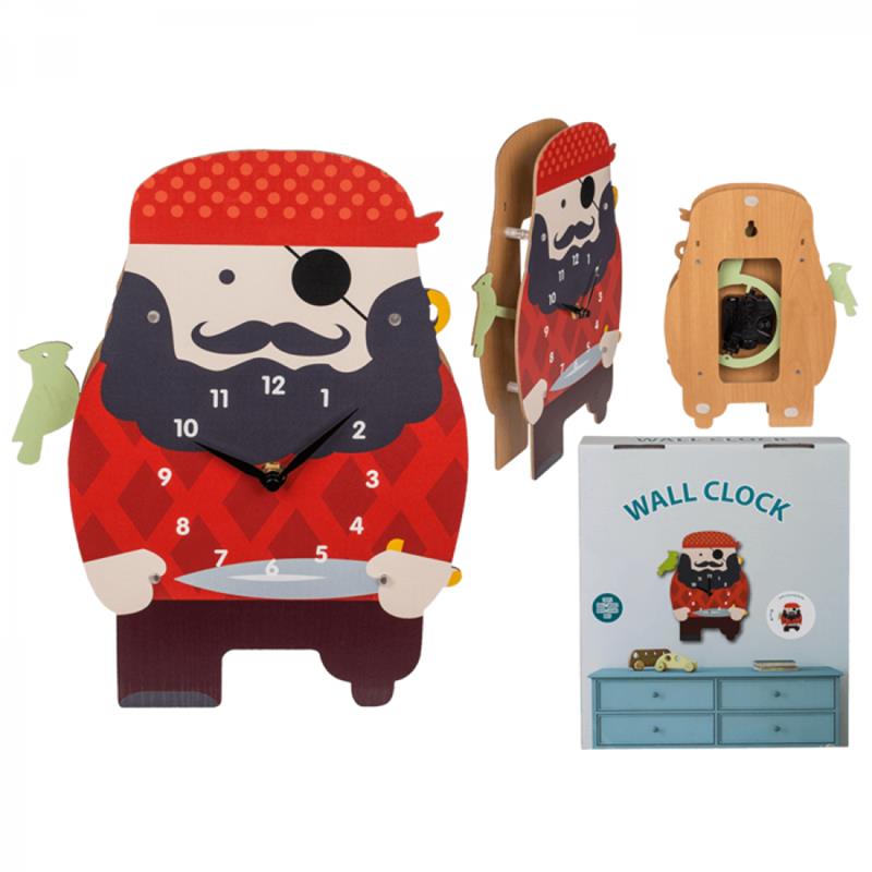 Wandklok Piraat hout 21x29cm kids | OOTB