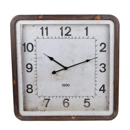 Wandklok Vintage zwart vierkant metaal 50x50x5