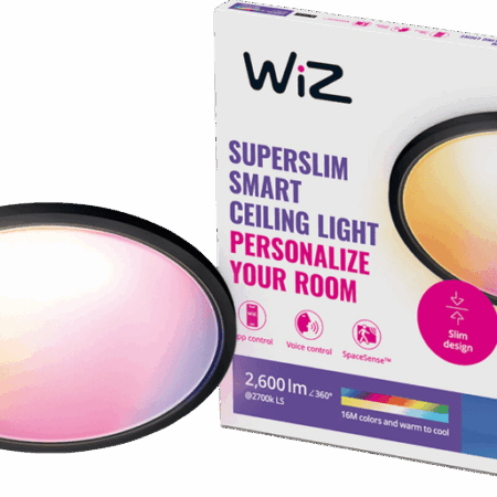 WiZ Plafondlamp SuperSlim - Zwart - Gekleurd en Wit licht