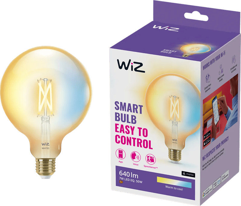 WiZ Smart Filament lamp Globe XL - Warm tot Koelwit Licht - E27