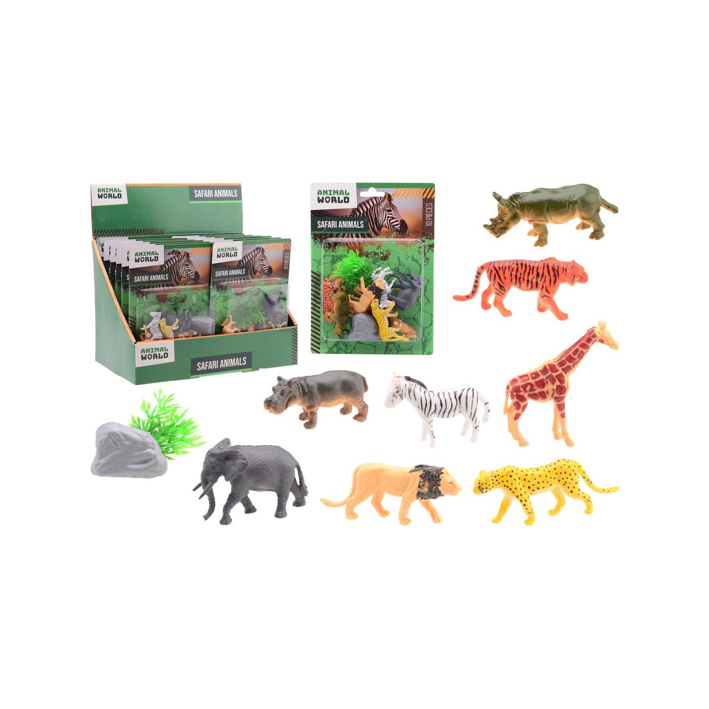 Wilde dieren speelset 10-delig op kaart | Johntoy