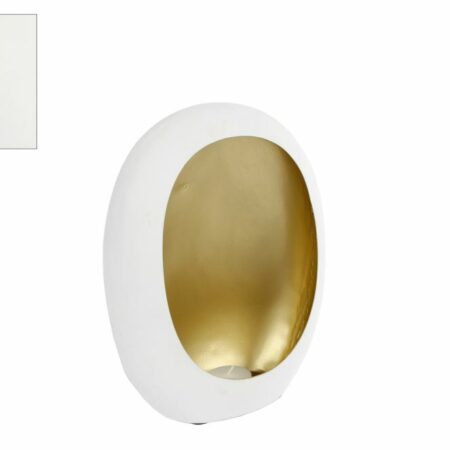 Windlicht Pim L wit-goud metaal 18x11x26cm