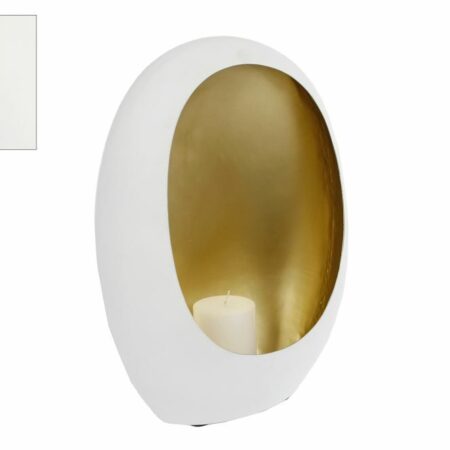 Windlicht Pim XL wit-goud metaal 27x16x38cm