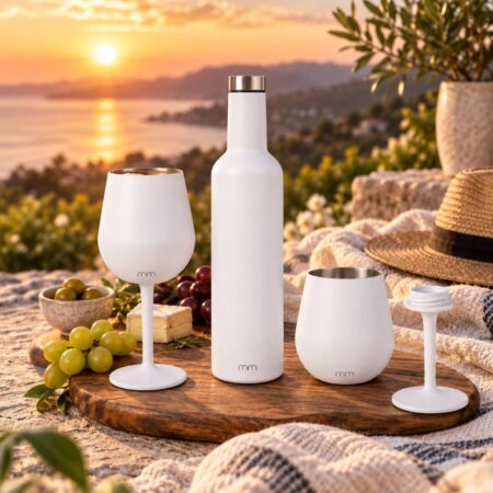 Wine Tumbler Set Wit - 3-Delig - 750ml Fles & 2x 300ml Bekers | MegaGadgets.nl