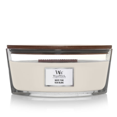 white teak ellipse candle