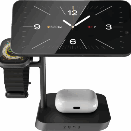 Zens 3-in-1 MagSafe en Qi2 Draadloze Oplader 15W met Standaard en Watch Stand