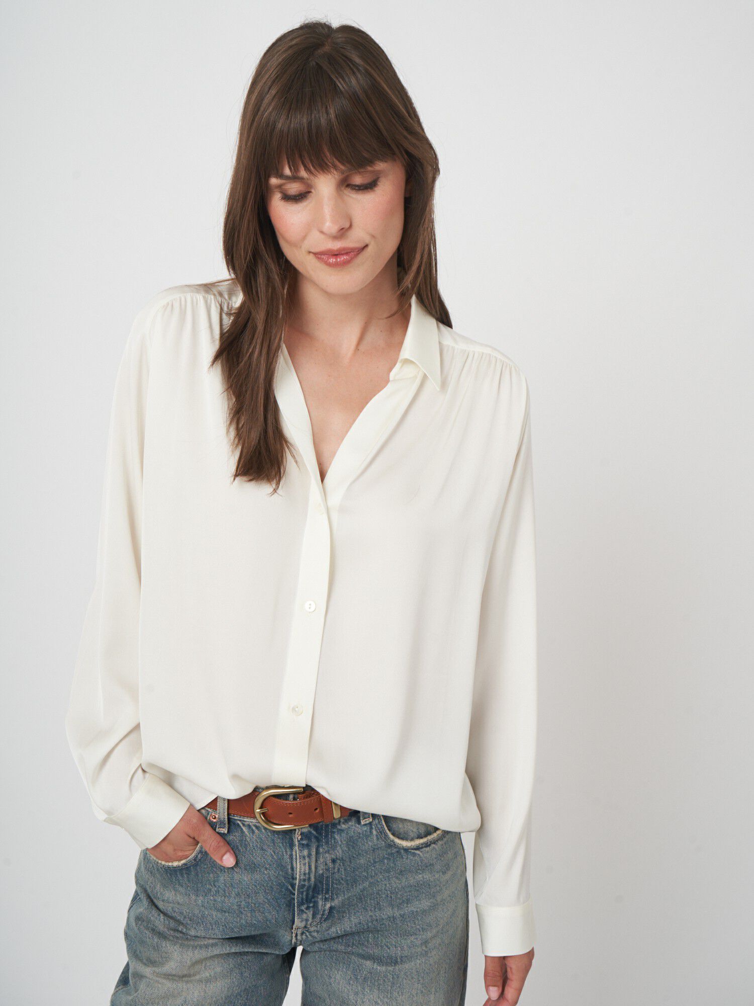 Zijden blouse met losse pasvorm