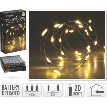 Zilverdraad verlichting 20LED warmwit | Merkloos