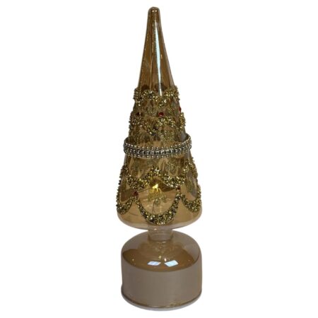 everlands kunstkerstboom LED draaiend wit/goud 9x32cm | Mansion Atmosphere