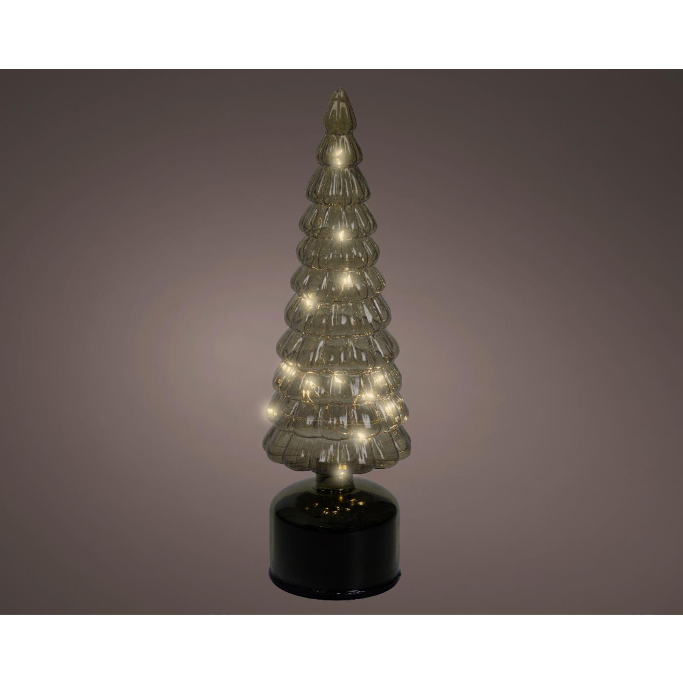 everlands kunstkerstboom LED glas roterend Ø10x34cm | Lumineo