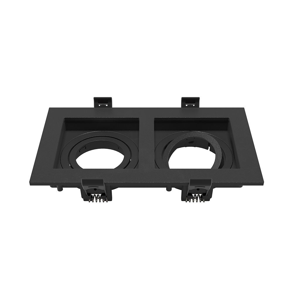 Fresno Dubbele Inbouwspot zwart - Rechthoek - 2x GU10 fitting - Kantelbaar - IP20 stofdicht - Zwart | HOFTRONIC