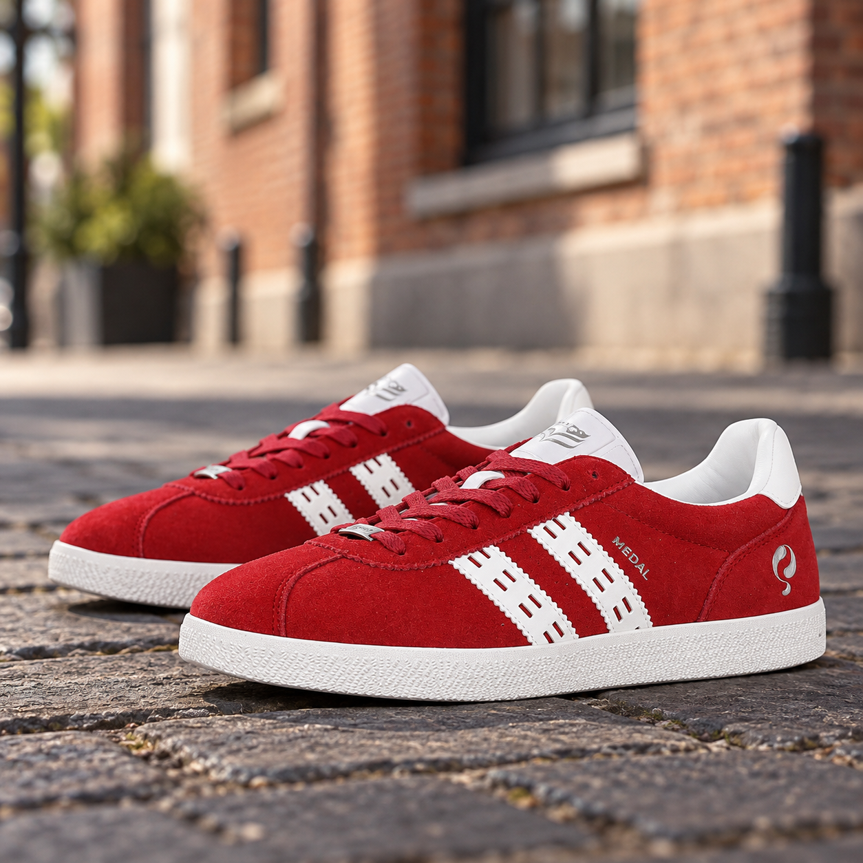 Heren Sneaker Medal | Donkerrood/Wit