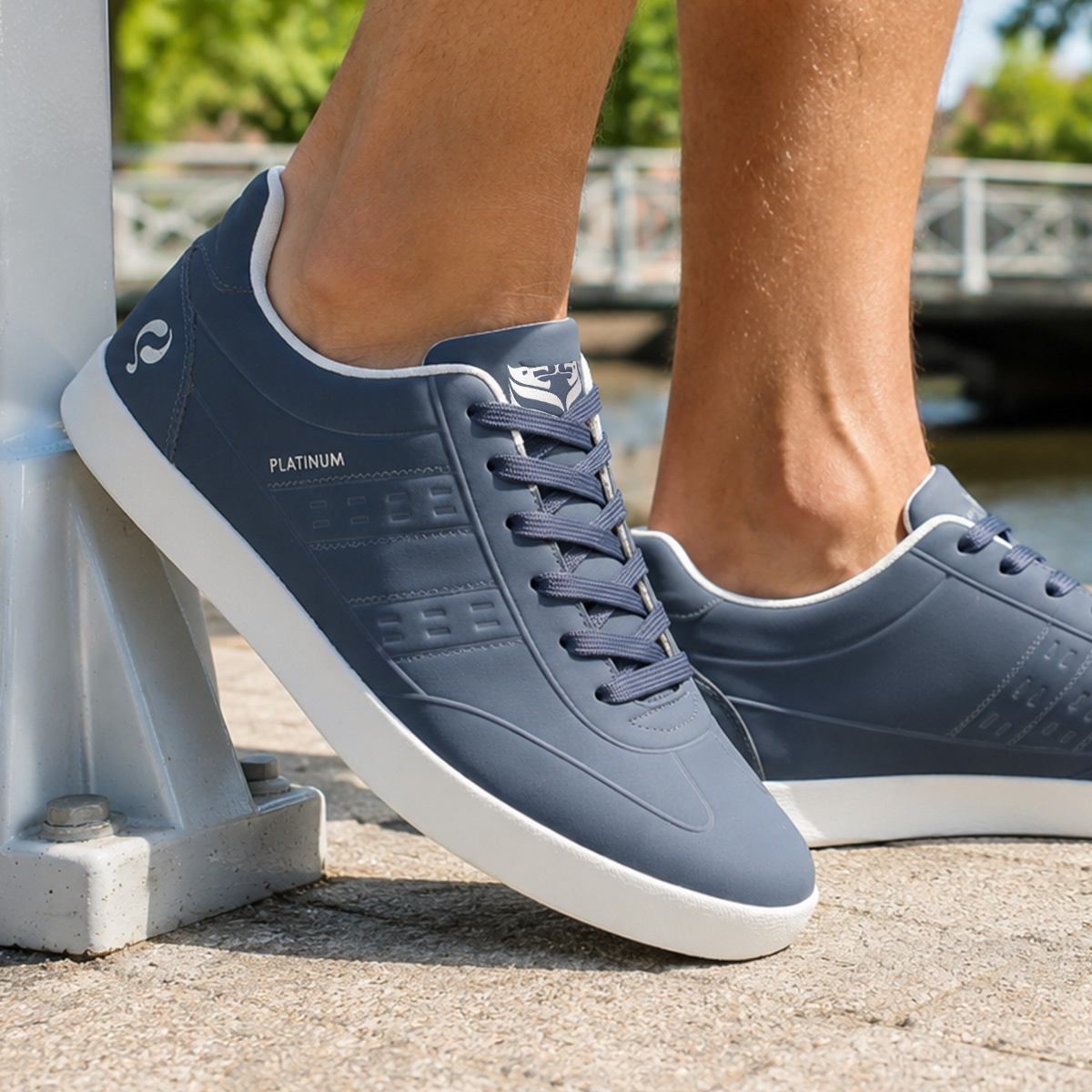 Heren Sneaker Platinum One | Middenblauw/ Wit
