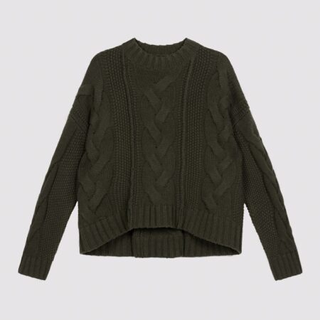 Oversized grofgebreide kasjmier trui met kabelpatroon
