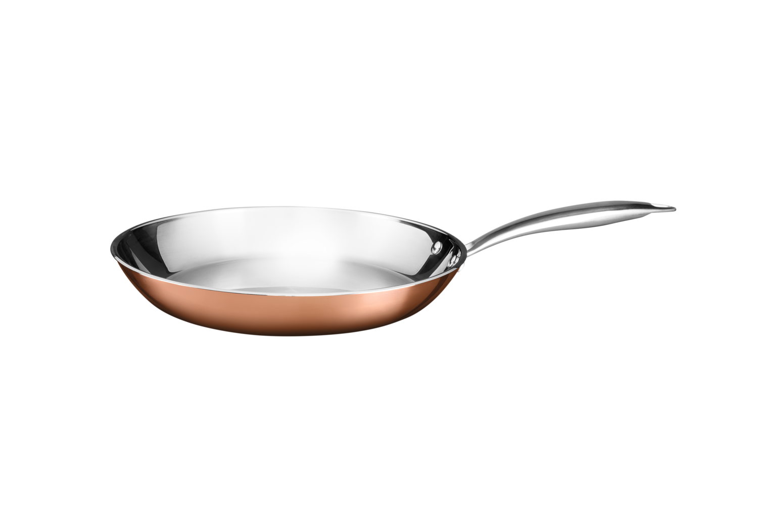 RVS koekenpan met koperlaag