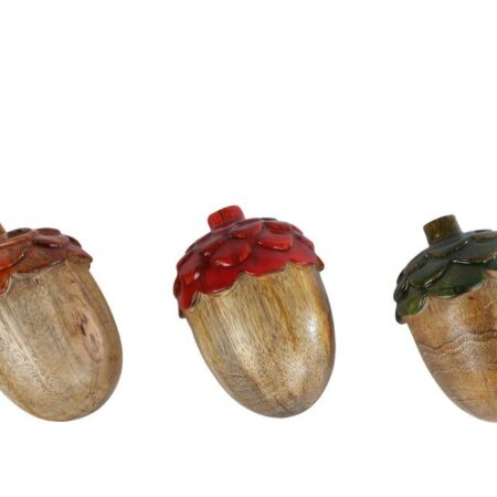 Sculptuur Acorn naturel/kleur a3 mango/aluminium