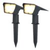 Set van 2 Odessa solar prikspots - Incl. Schemerschakelaar - 3000K warm wit - 2 lichtstanden - 300 lumen - 6-12 uur brandtijd - Kantelbaar - IP65 waterdicht | HOFTRONIC