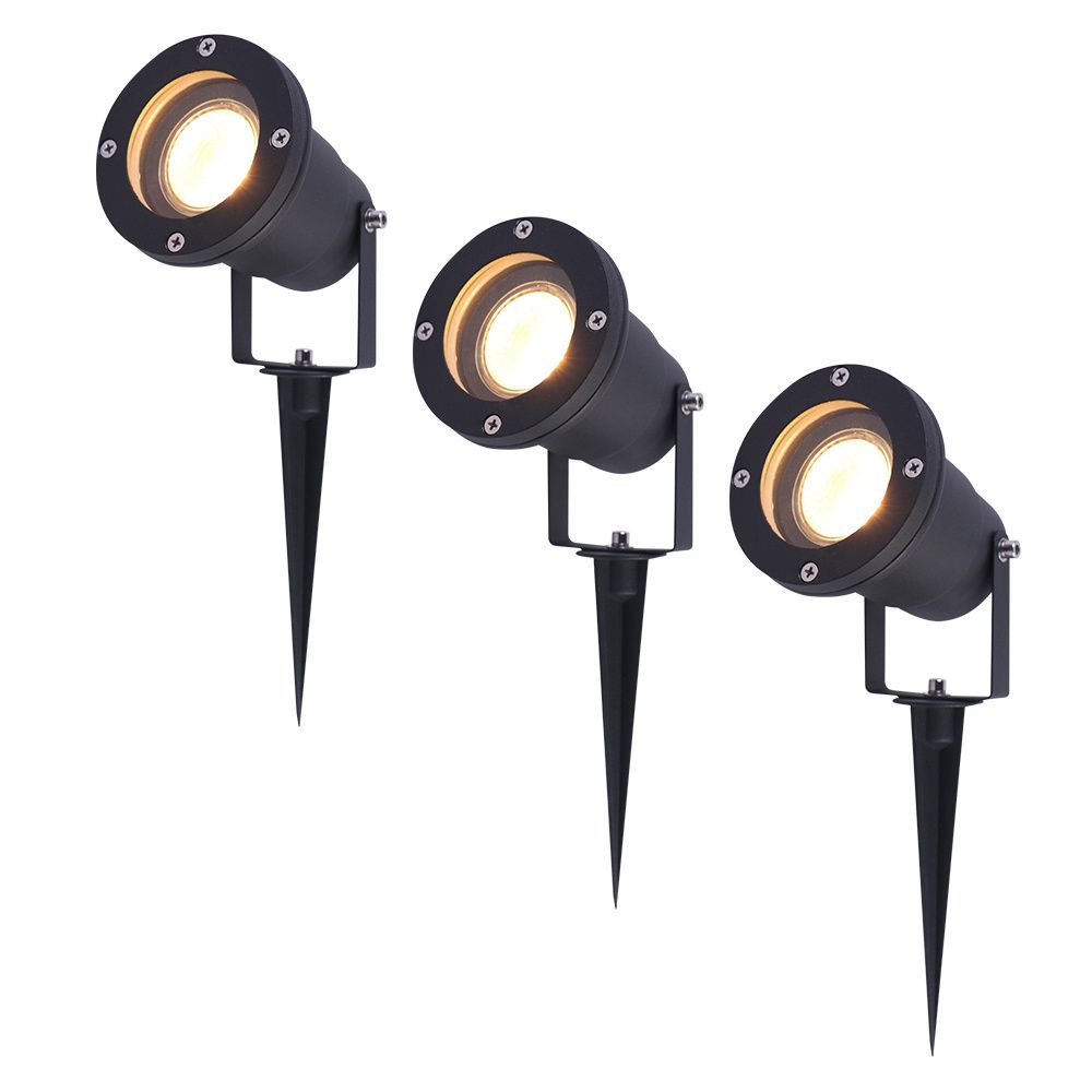 Set van 3 Sydney LED prikspots - Dimbaar - Kantelbaar - GU10 4 Watt 345 lumen - 2700K warm wit - IP65 Waterdicht - Zwart | HOFTRONIC