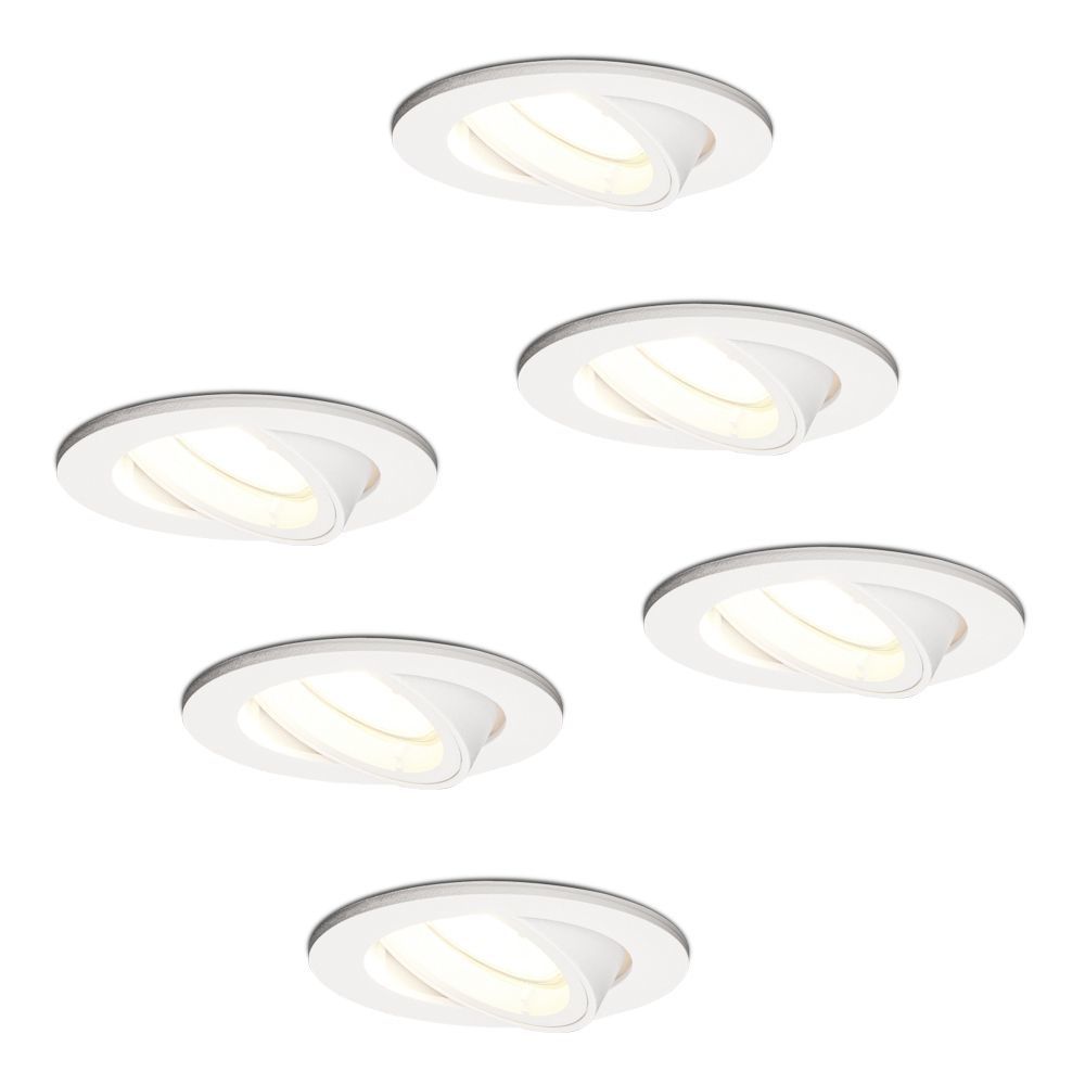 Set van 6 Dublin LED inbouwspot - 4 Watt 345 Lumen - 4000K Neutraal wit - GU10 - Dimbaar - Rond - Kantelbaar - IP20 waterdicht - Wit | HOFTRONIC