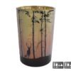 Theelichth Forest L groen/rood glas 12x12x18cm