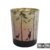 Theelichth Forest m groen/rood glas 10x10x12.5cm