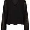 Top Blouson V-hals Zwart