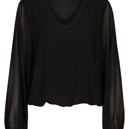 Top Blouson V-hals Zwart